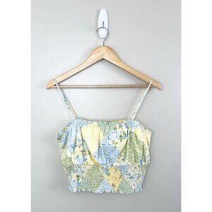 American Eagle Tank Top Women’s Sz‎ L Patchwork Floral Smocked Cropped